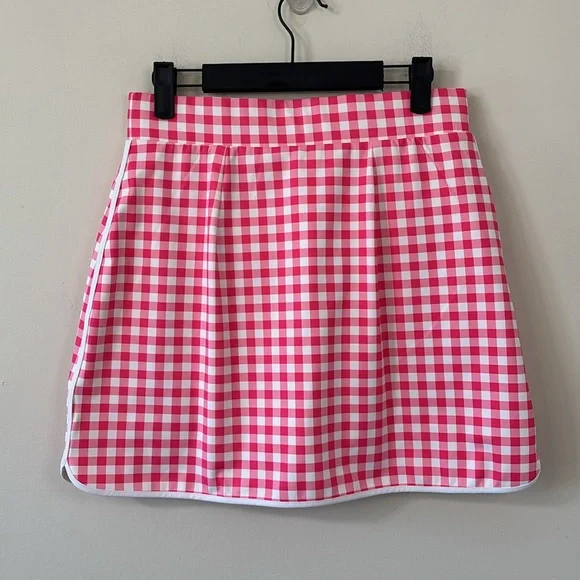 J.Crew Pink White Gingham Plaid High Rise Active Skort Size Small - Picture 6 of 10